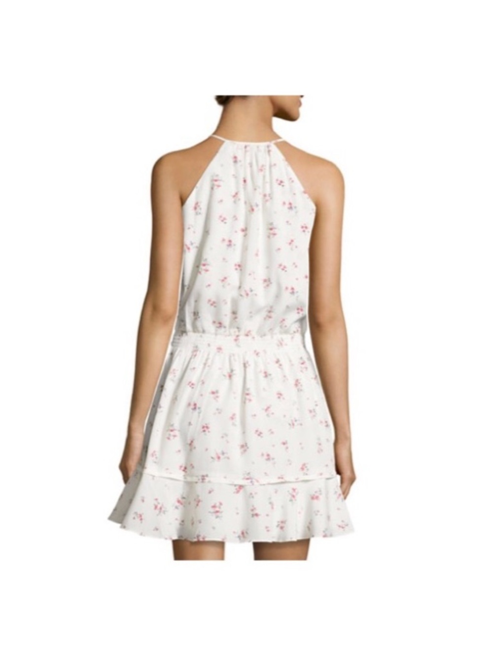 Parker Nathan Women’s White Floral Halter Mini Dress Blouson A-Line Size XS - Picture 4 of 9